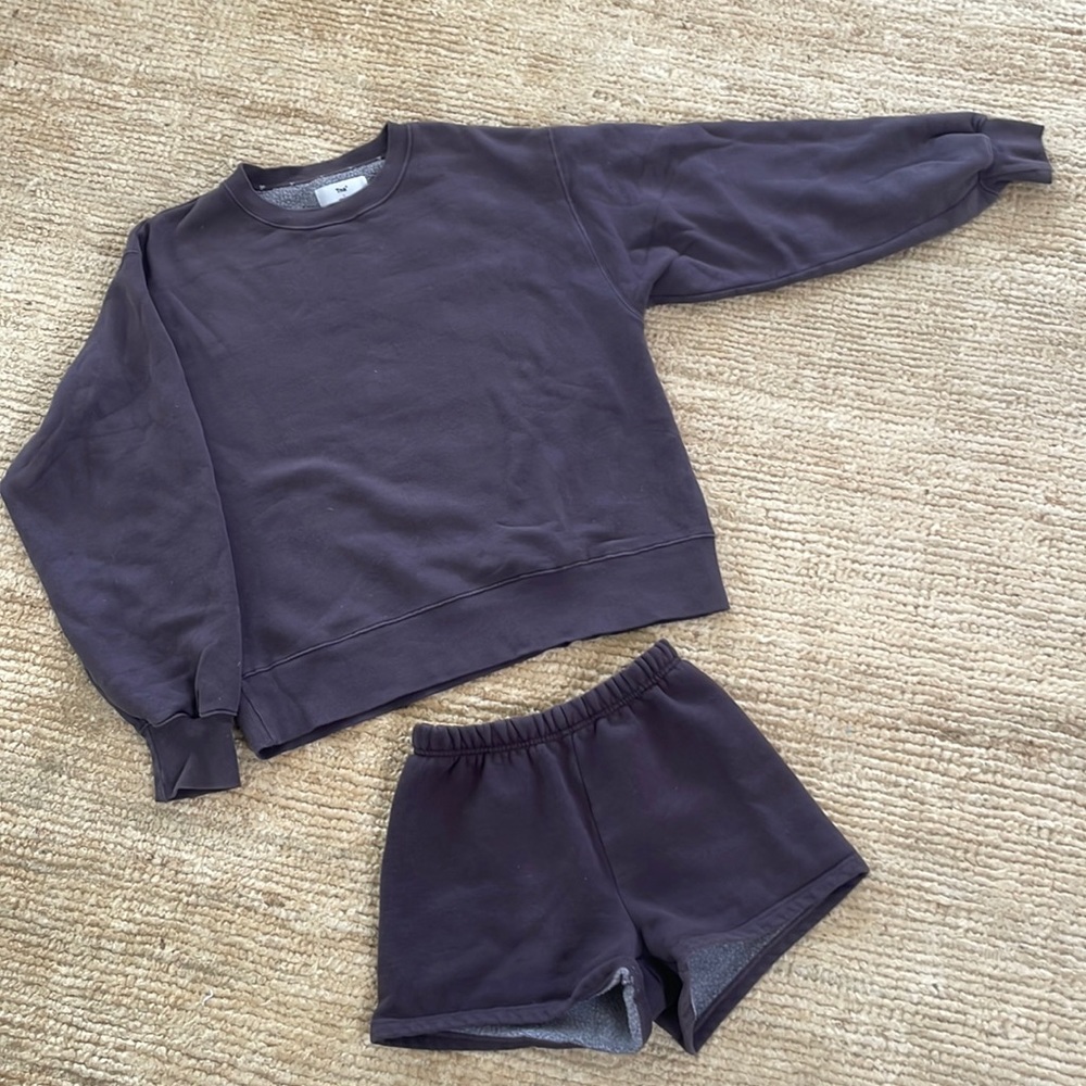 Aritzia boyfriend sweater and matching shorts set